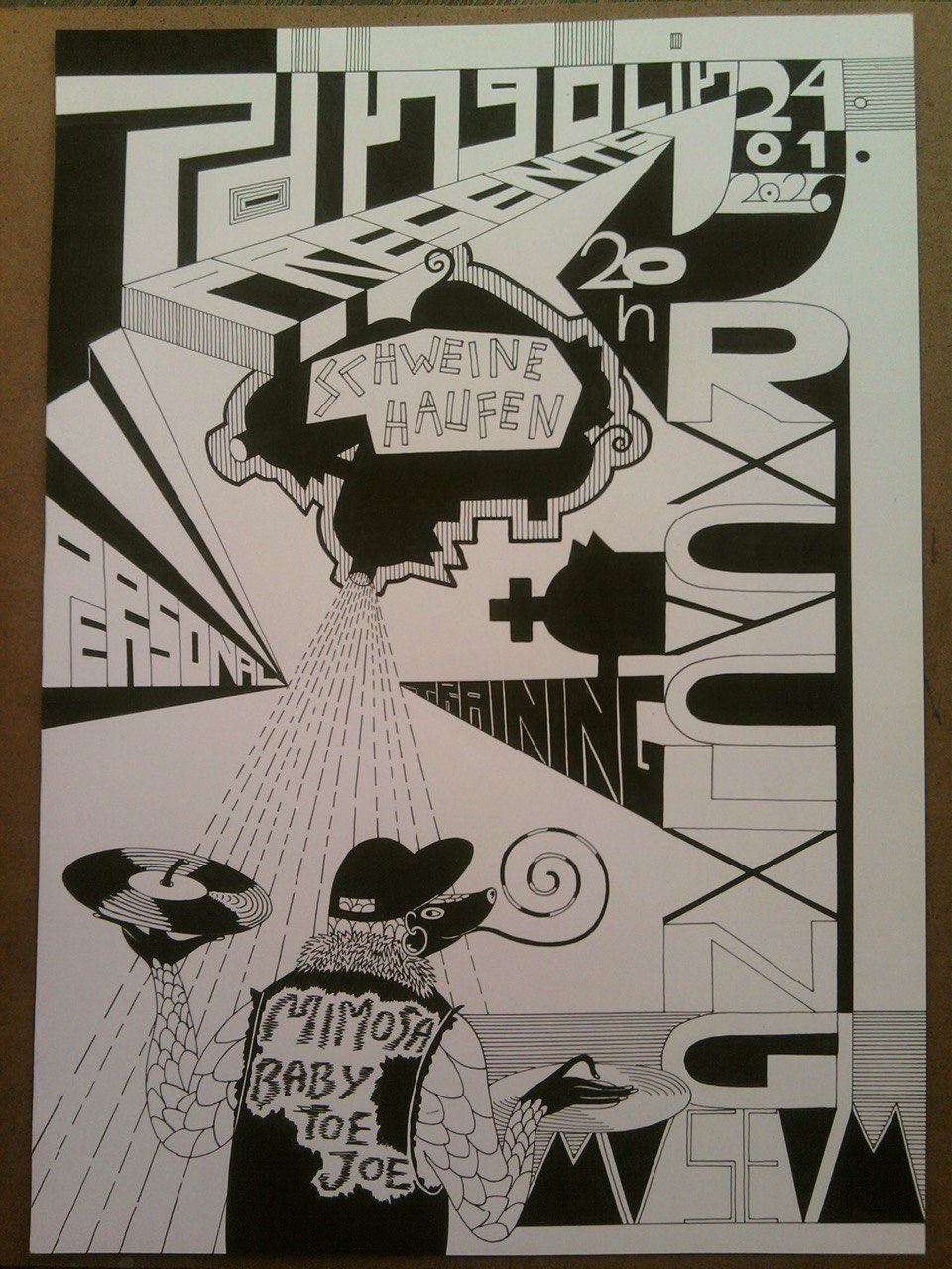 Flyer für das Konzert am 24.01.2026 im Recycling Museum in Leipzig. Wir spielen gemeinsam mit Personal Training